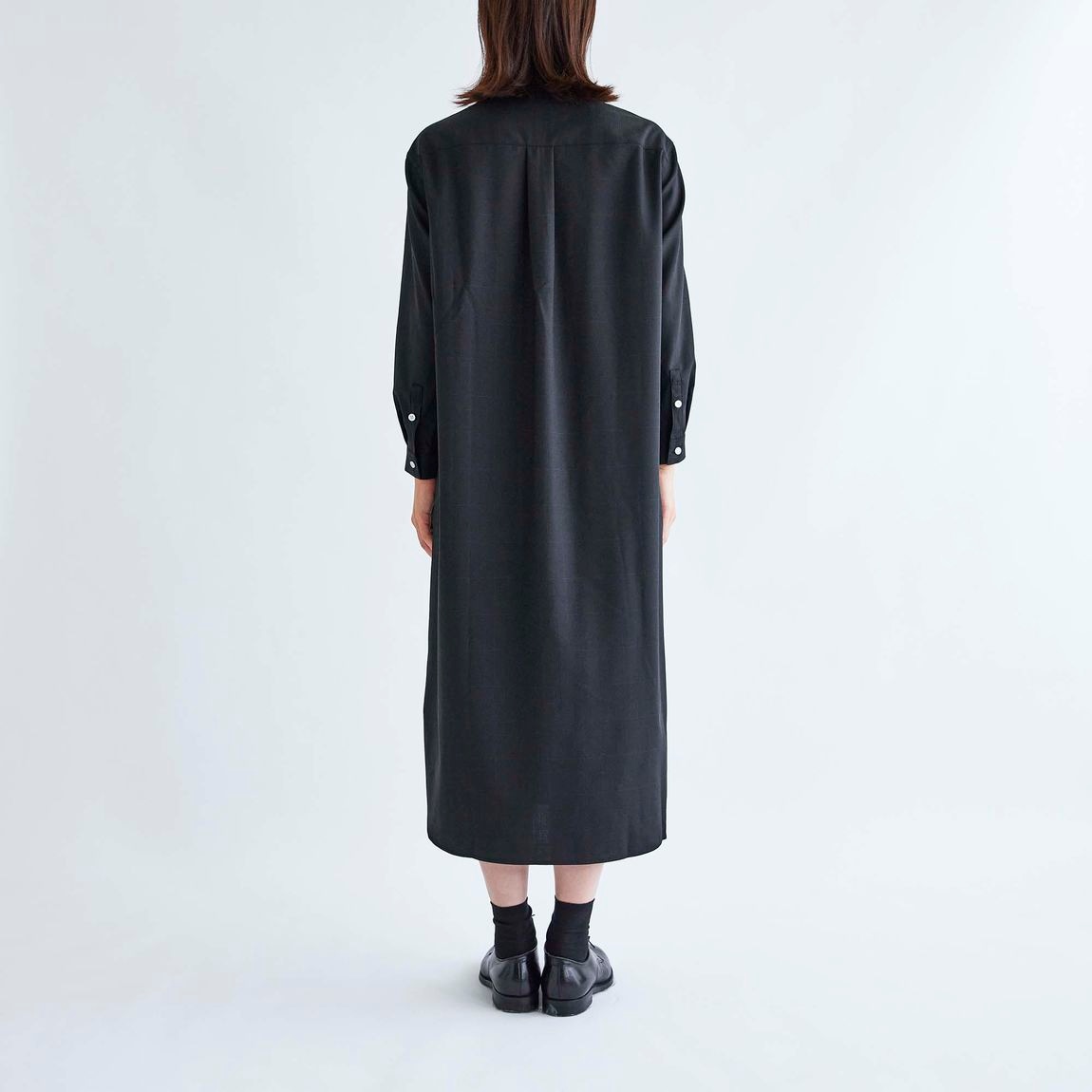 美品】ebure エブール ウールシャツワンピース ロング丈 Aライン